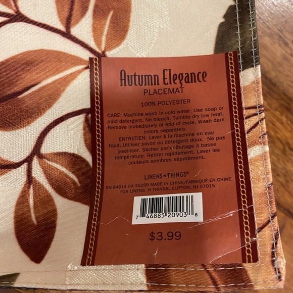 Linens and Things Fall Placemats set of 5 - new with tags - Picture 2 of 5